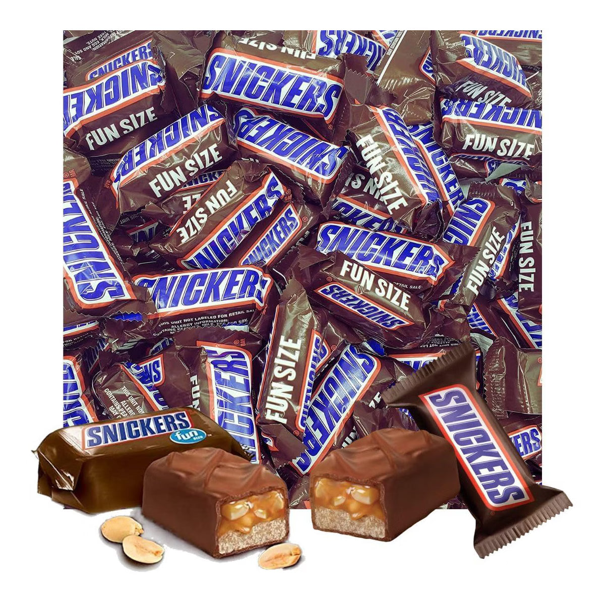 Snickers 1 LB Original Fun Size Rich Milk Chocolate with Creamy Caramel Center Bulk Packaging - Great for Schools, Offices, Home & More!